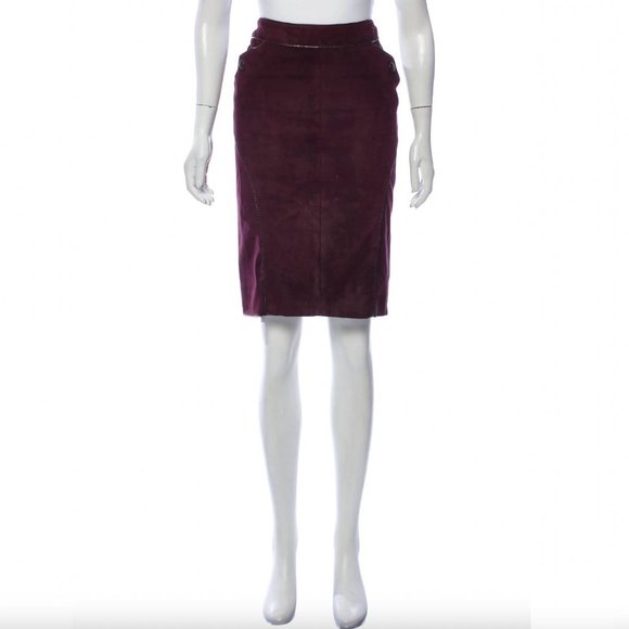 Roberto Cavalli Dresses & Skirts - Roberto Cavalli 100% Leather Vintage Skirt with Leather Trim & Buttons - IT 40